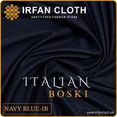 NAVY BLUE Italian Boski – Premium Mardana Suit Fabric for Gents Shalwar Kameez-For Summer & Winter