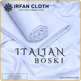 White Italian Boski – Premium Mardana Suit Fabric for Gents Shalwar Kameez-For Summer & Winter