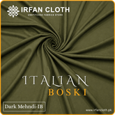 Dark Mehndi Italian Boski – Premium Mardana Suit Fabric for Gents Shalwar Kameez-For Summer & Winter