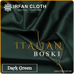 Dark Green Italian Boski – Premium Mardana Suit Fabric for Gents Shalwar Kameez-For Summer & Winter
