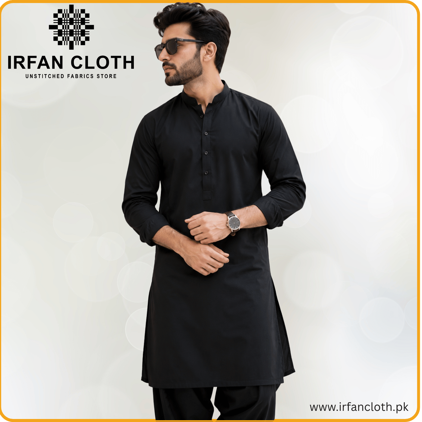 Black Italian Boski – Premium Mardana Suit Fabric for Gents Shalwar Kameez-For Summer & Winter