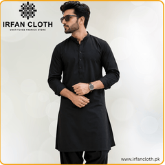 Black Italian Boski – Premium Mardana Suit Fabric for Gents Shalwar Kameez-For Summer & Winter