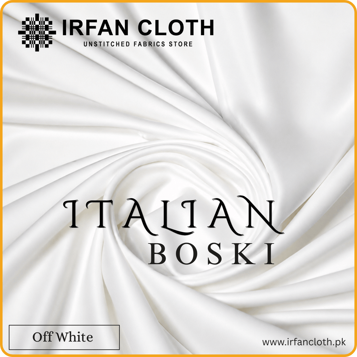 Off White Italian Boski – Premium Mardana Suit Fabric for Gents Shalwar Kameez-For Summer & Winter