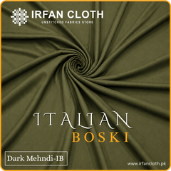 Dark Mehndi Italian Boski – Premium Mardana Suit Fabric for Gents Shalwar Kameez-For Summer & Winter